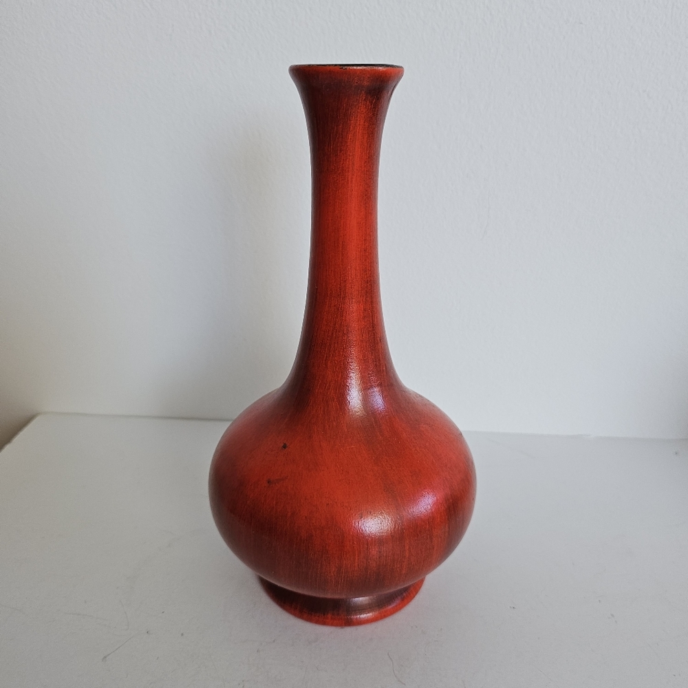 Vintage Royal Haeger Onion Bulb Ceramic bud vase burnt red Matte Glaze